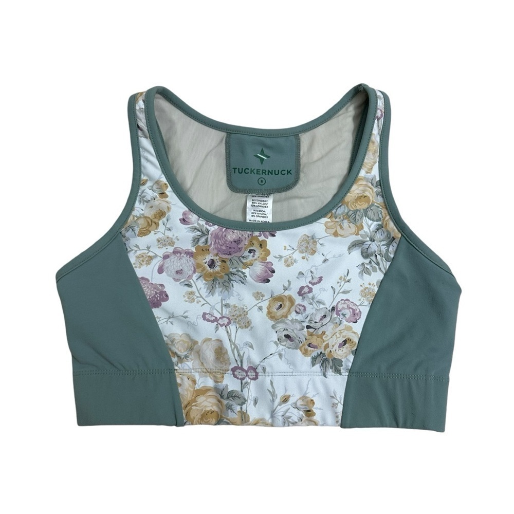 Tuckernuck Sports Bra Floral Workout Gym Green Exercise Dainty Size Small